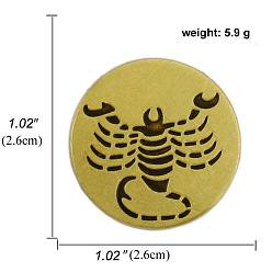 Scorpio Zinc Alloy Constellations Badge for Men Women, Antique Bronze, Scorpio, 26mm