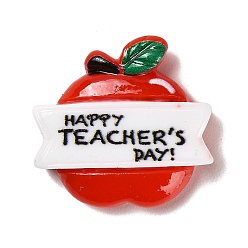 Apple Teacher's Day Theme Opaque Resin Cabochons, Apple, 22x22.5x6mm