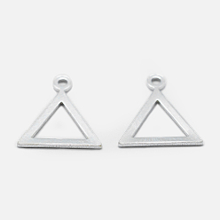 Silver 925 Sterling Silver Charms, Triangle, Silver, 11x10x0.5mm, Hole: 1mm