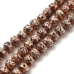 Copper Plated Electroplated Natural Lava Rock Beads Strands, Bicone, Copper Plated, 4x5mm, Hole: 0.8mm, about 90~92pcs/strand, 15.75 inch(40cm)