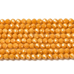 Dark Orange Cubic Zirconia Bead Strands, Faceted Round, Dark Orange, 3mm, Hole: 0.6mm, about 120pcs/strand, 14.84''~14.96''(37.7~38cm)