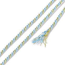 Light Sky Blue Polycotton Filigree Cord, Braided Rope, with Plastic Reel, for Wall Hanging, Crafts, Gift Wrapping, Light Sky Blue, 1.2mm, about 27.34 Yards(25m)/Roll