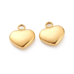 Golden 304 Stainless Steel Pendants, Heart, Golden, 10x9x3mm, Hole: 1.6mm
