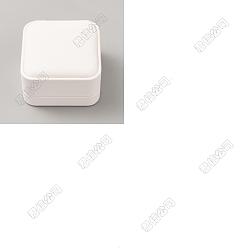 White 2Pcs PU Leather Rings/Earrings Storage Box with with Lint, Travel Portable Jewelry Case, for Rings/Earrings, Square, White, 7x7x4.5cm