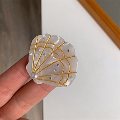 чертополох Милая заколка для волос в форме ракушки из ацетата в клетку, для девочек детей, чертополох, 42x38 мм