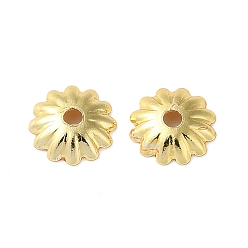 Real 18K Gold Plated Brass Bead Caps, 12-Petal Flower, Real 18K Gold Plated, 6x6x1.5mm, Hole: 1.2mm