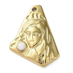 White Jade PVD Vacuum Plating 316 Stainless Steel Pendants, with Natural White Jade, Triangle, Real 18K Gold Plated, 24x18.5x3.5mm, Hole: 1.8mm