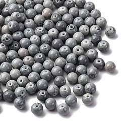 Gray Baking Paint Opaque Glass Beads, Round, Gray, 8mm, Hole: 1.5mm
