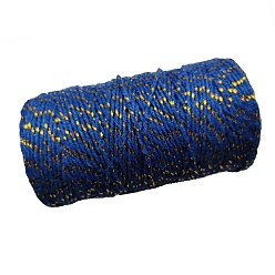 Морской Синий Двухцветные хлопковые нити, макраме шнур, декоративные нитки, для поделок ремесел, упаковка подарков и изготовление ювелирных изделий, Marine Blue, 2 мм, около 109.36 ярдов (100 м) / рулон