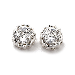 Серебро Многожильные звенья из латуни с прозрачным фианитом, цветок, серебряные, 10x8 мм, отверстие : 1.6 мм