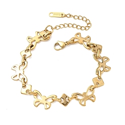 Золотой 304 женские браслеты-цепочки со звеньями из нержавеющей стали, бабочка и ромб, золотые, 6.69 дюйм (17 см)