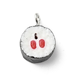 White Resin Pendants, Imitation Food, with Iron Loops, Sushi, White, 16.5x11.5x7mm, Hole: 2mm