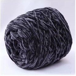 Gray Wool Chenille Yarn, Velvet Cotton Hand Knitting Threads, for Baby Sweater Scarf Fabric Needlework Craft, Gray, 5mm, 95~100g/skein