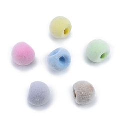 Couleur Mélangete Perles européennes en résine opaque, perle avec trou grande, rond floconneux, couleur mixte, 16x16x16mm, Trou: 4mm