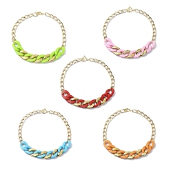 Mixed Color Acrylic & Aluminum Curb Chain Necklace, Mixed Color, 16.93 inch(43cm)