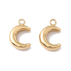 Real 24K Gold Plated Ion Plating(IP) 304 Stainless Steel Charms, Moon, Real 24K Gold Plated, 13.5x9x3.5mm, Hole: 1mm