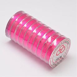 Deep Pink Flat Elastic Crystal String, Elastic Beading Thread, for Stretch Bracelet Making, Deep Pink, 0.8mm, about 10.93 yards(10m)/roll