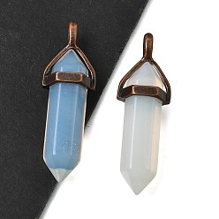 Опал Opalite подвески, с латунной фурнитурой , форма пули, 39.5~41.5x12.5~13x10~10.5 мм, отверстие : 4~4.5x2.5~3 мм