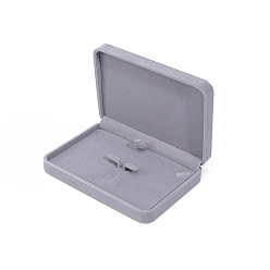 Темно-Серый Наборы украшений из бархатной ткани: коробочки для ожерелий и колец., квадратный, темно-серый, 17.5x12.5x3.5 см