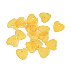 Желтый Подвески в форме сердца из натуральных ракушек капиз, окрашенные распылением, желтые, 11.5x11.5x0.5 мм, отверстие : 1.6 мм
