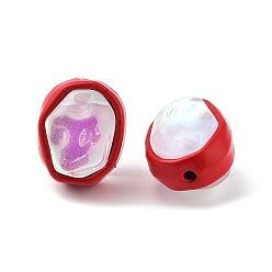 Colorful Spray Painted Alloy Bead, with Glass, Oval, Colorful, 12x10x10.5mm, Hole: 1.2mm