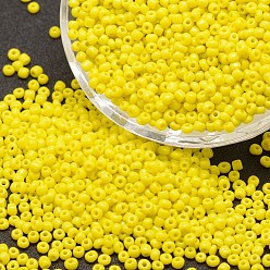 Yellow 6/0 Glass Seed Beads, Grade A, Round, Opaque Colours, Yellow, 3.6~4.0mm, Hole: 1.2mm, about 5000pcs/pound
