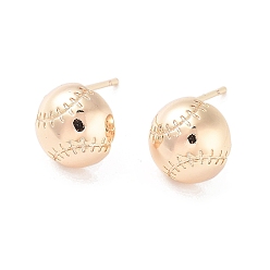 Real 18K Gold Plated Brass Stud Earrings, Tennis, Real 18K Gold Plated, 10mm
