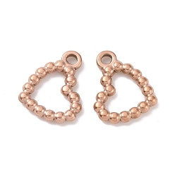 Розовое Золото Ионное покрытие (ip) 304 брелоки из нержавеющей стали, сердце, розовое золото , 14x11x2 мм, отверстие : 1.6 мм