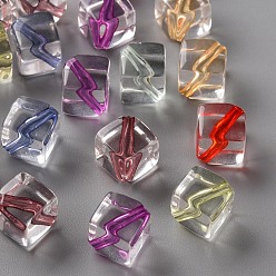 Mixed Color Transparent Acrylic Beads, Cube, Mixed Color, 13x14x13mm, Hole: 1.8mm, Side Length: 10mm, about 480pcs/500g