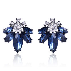dark blue Stylish and Elegant Crystal Flower Earrings with a Personalized Touch