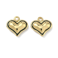 Черный Латунь эмаль подвески, сердце прелести, без кадмия и без свинца, стойки покрытие, реальный 18 k позолоченный, чёрные, 15x15x5 мм, отверстие : 1.8 мм