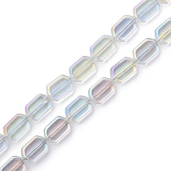 Clear AB Electroplate Glass Beads Strands, AB Color, Oval, Clear AB, 9.5x6.5x3.5mm, Hole: 0.9mm, about 78Pcs/strand, 25.59 inch(65cm)