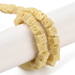 Светло-хаки Нити синтетических бусин, окрашенных в лавовый камень, кубические, светлый хаки, 4~5x4~4.5x4~4.5 мм, отверстие : 1 мм, около 82 шт / нитка, 15.08'' (38.3 см)