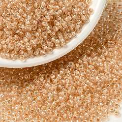 (RRHB274) Light Topaz Lined Crystal Миюки круглые бусины рокайль, японский бисер, 8/0, (rrhb 274) кристалл, облицованный светлым топазом, 8/0, 3 мм, отверстие : 1 мм, Около 422~455 шт / 10 г