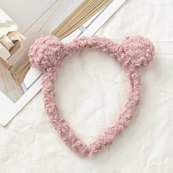 1# Light Pink Милая плюшевая повязка на голову с ушками плюшевого мишки для забавного умывания лица шариком.