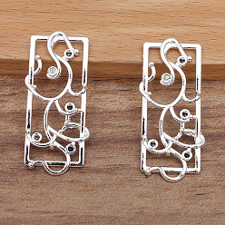 Silver Alloy Pendant Rhinstone Settings, Vines Wrapped Around the Window, Silver, Fit for 1.5mm Rhinestone, 38x17mm