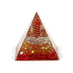Red Jasper Orgonite Pyramid Resin Energy Generators, Reiki Wire Wrapped Natural Red Jasper Hexagonal Prism Inside for Home Office Desk Decoration, 60x60x60mm