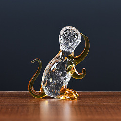 Обезьяна Стеклянные китайские зодиакальные фигурки статуэтки для домашнего офиса настольный фэн-шуй орнамент, обезьяна, 47.3x31.8x97.2 мм