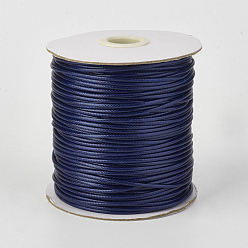 Midnight Blue Eco-Friendly Korean Waxed Polyester Cord, Midnight Blue, 0.8mm, about 174.97 yards(160m)/roll