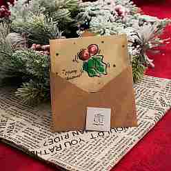 Bell 1pc Cattle Hide Envelope, with 1pc Writing Card and 1pc Adhesive Wax Seal Stickers, Christmas, Rectangle, Bell Pattern, 90x120mm