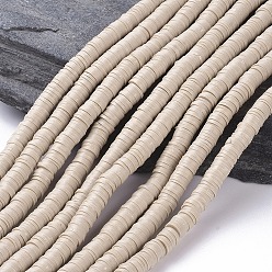 Бледно-Золотистый Бусины из полимерной глины , Диск / плоские круглые, Heishi бусы, бледно золотарник, 6x1 мм, отверстие : 2 мм, около 380~400 шт / нитка, 17.7 дюйм