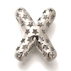 Letter X Полые медные подвески, стойки покрытие, долговечный, без кадмия и без свинца, письмо амулеты, Письмо X, 23x17.5x9 мм, отверстие : 4.7x3 мм