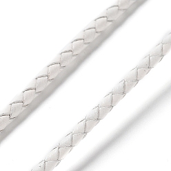 White Braided Leather Cord, White, 3mm, 50yards/bundle