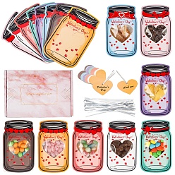 Mixed Color 48Pcs DIY Valentine's Day Card Craft Kits, including Paperboard, Rope, Plastic Bag, Mixed Color, 150x90mm, 48pcs/set
