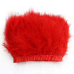 Red Turkey Feather Fringe Trimming, Costume Accessories, Dyed, Red, 5-1/8 inch(130mm), about 2.19 Yards(2m)/Bag