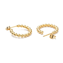 Golden 304 Stainless Steel Half Hoop Earrings, Stud Earrings, with Ear Nuts, Ring, Golden, 23x20x3mm, Pin: 0.7mm