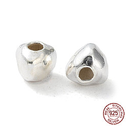 Silver 925 Sterling Silver Bead,  Triangle, Silver, 2.5x3x3mm, Hole: 0.9mm
