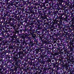 (RR352) Fuchsia Lined Aqua Luster MIYUKI Round Rocailles Beads, Japanese Seed Beads, 11/0, (RR352) Fuchsia Lined Aqua Luster, 11/0, 2x1.3mm, Hole: 0.8mm, about 5500pcs/50g