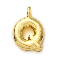 Letter Q Латунные подвески, долговечный, стойки покрытие, без кадмия и без свинца, реальный 18 k позолоченный, Буква Q, 15.5x10.5x4.5 мм, отверстие : 2.5 мм