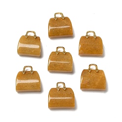 Topaz Jade Natural Topaz Jade Brass Pendants, Handbag Charms, Golden, 27.5x26x12mm, Hole: 6.3x5mm